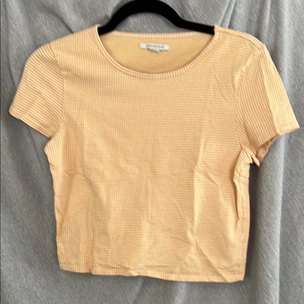 American Eagle Outfitters yellow Fitted T-Shirt mini check gingham  96% cotton